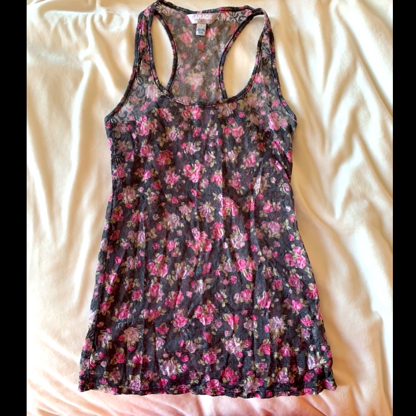 Racerback Mesh Rose Tanktop